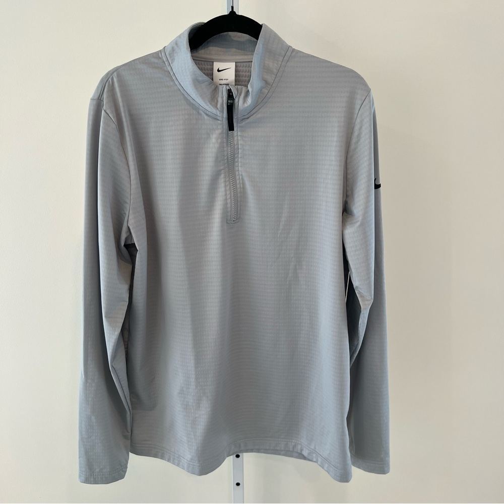 Nike Light Gray Quarter Zip Long Sleeve Shirt Mens Sz Large Tall
